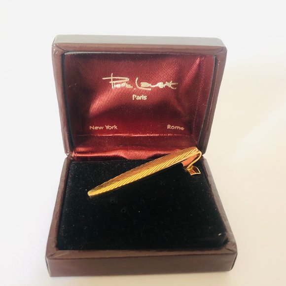 Vintage Pierre Laurent Mens Tie Clip Gold Tone Original Box - Picture 2 of 6